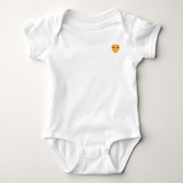 Cute Heart with Eyes on White Baby Bodysuit (Front)