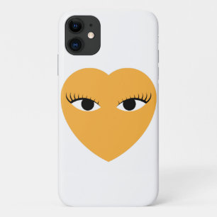 Cute Heart with Eyes on White Case-Mate iPhone Case