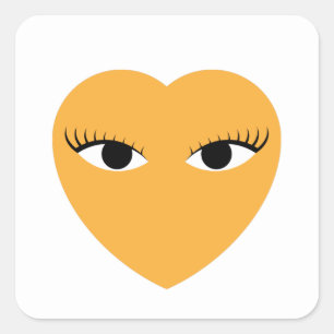 Cute Heart with Eyes on White round sticker