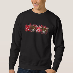 Cute Heart XOXO Heifer Valentines Day Highland Cow Sweatshirt