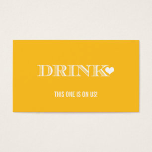 Cute Heart Yellow Wedding Drink Ticket