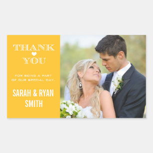 Cute Heart Yellow Wedding Thank You Stickers
