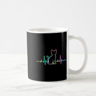 Cute Heartbeat Cat Lover Animal Silhouette Coffee Mug