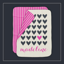 Cute Hearts and Hot Pink Pop of Colour with Stripe