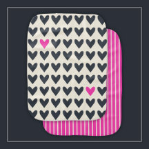 Cute Hearts and Hot Pink Pop of Colour with Stripe
