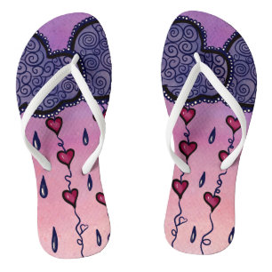 Cute hearts and raindrops jandals