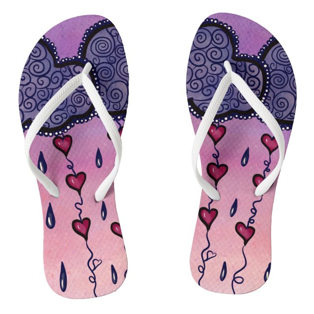 Cute hearts and raindrops jandals (Footbed)