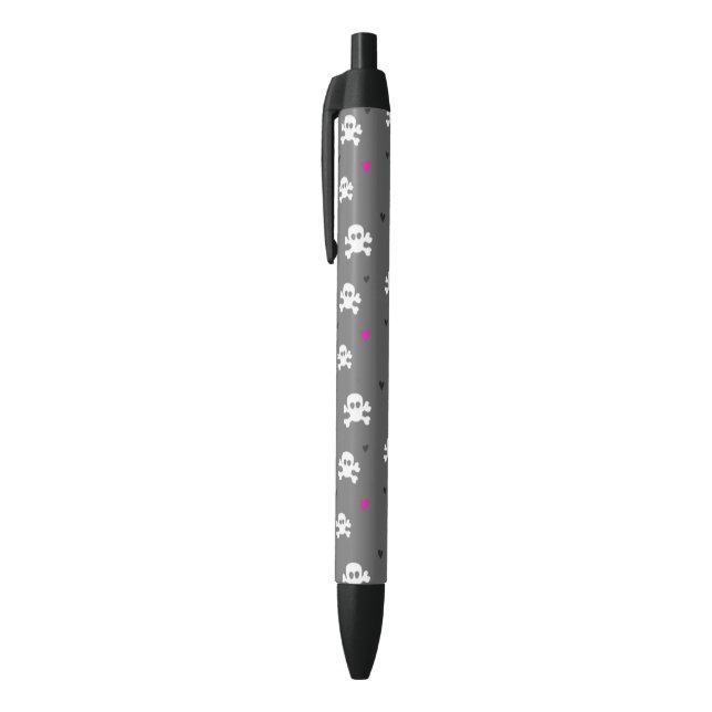 Cute Hearts And Skulls Black Ink Pen (Top (Vertical))