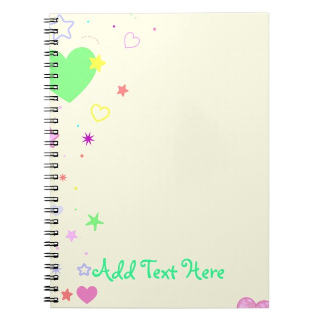 Cute Hearts and Stars Notebook (Front)