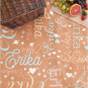 Cute Hearts and Stars with Name on Apricot Trendy Fleece Blanket