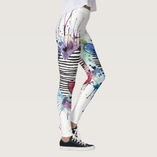 Cute Hearts And Washes In Watercolor  Leggings