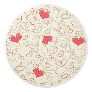 Cute Hearts Background Ceramic Knob