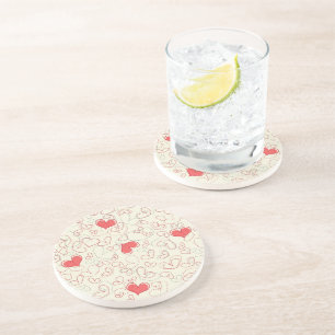 Cute Hearts Background Coaster