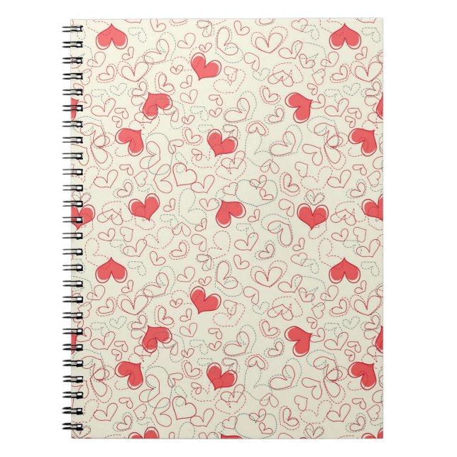 Cute Hearts Background Spiral Notebook (Front)