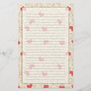 Cute Hearts Background Stationery