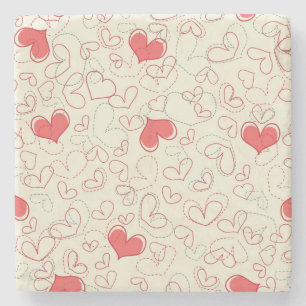 Cute Hearts Background Stone Coaster