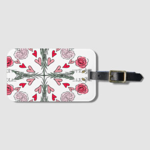 Cute Hearts Bees Roses Romantic Floral Doodles Luggage Tag