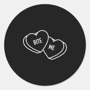 Cute Hearts Bite Me, Funny Anti-valentines Day  Classic Round Sticker