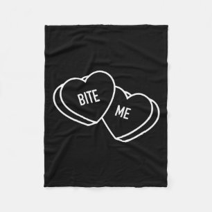 Cute Hearts Bite Me, Funny Anti-valentines Day Fleece Blanket