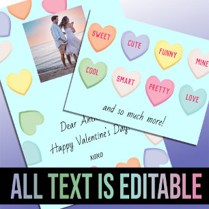 Cute hearts candy blue Valentine's Day Holiday Card