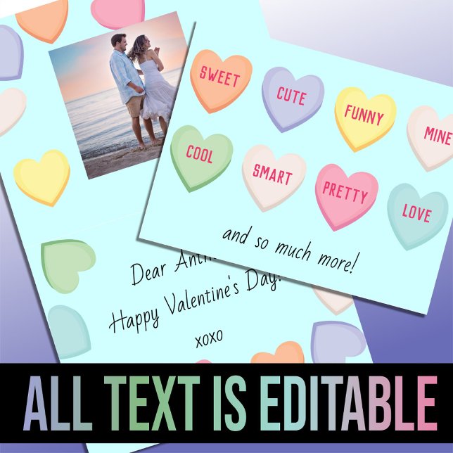 Cute hearts candy blue Valentine's Day Holiday Card (Creator Uploaded)