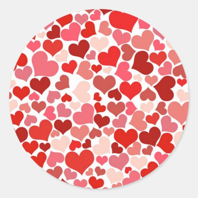 Cute Hearts Classic Round Sticker (Front)