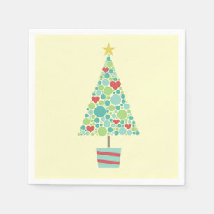 Cute hearts colourful modern Christmas tree Napkin