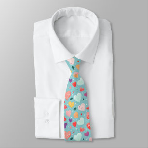 Cute Hearts Colourful Pattern Tie