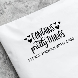 Cute Hearts Contains Pretty Things Fragile Rubber Stamp