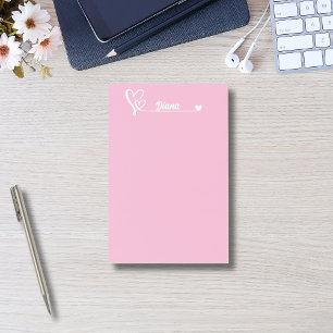 Cute hearts & Custom Name,Simple Personalised Post-it Notes