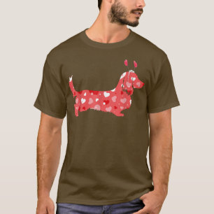 Cute Hearts Dachshund Dog Puppy Lover Valentines D T-Shirt