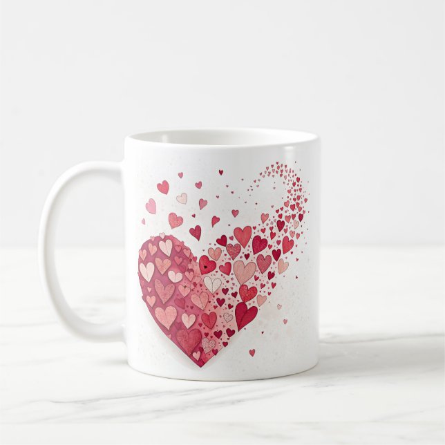 Cute Hearts Design Mug – Adorable Gift for All Age (Left)
