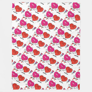 Cute Hearts Fleece Blanket
