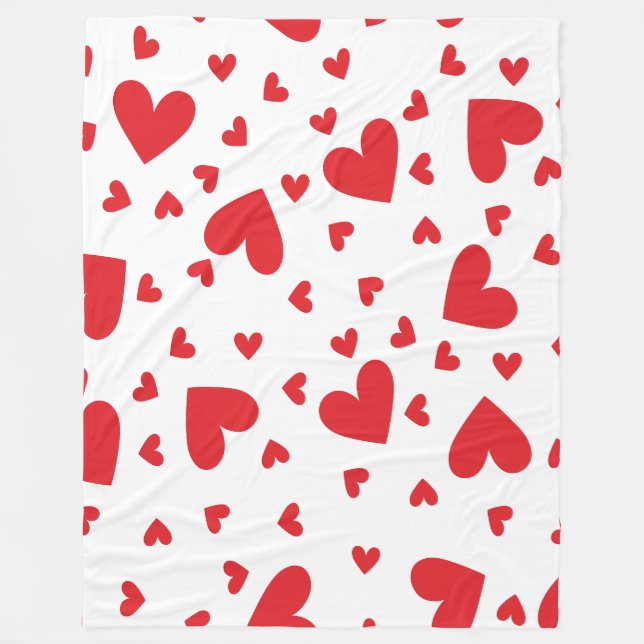 Cute Hearts  Fleece Blanket (Front)