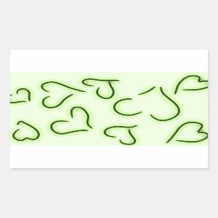 Cute Hearts Green Rectangular Sticker