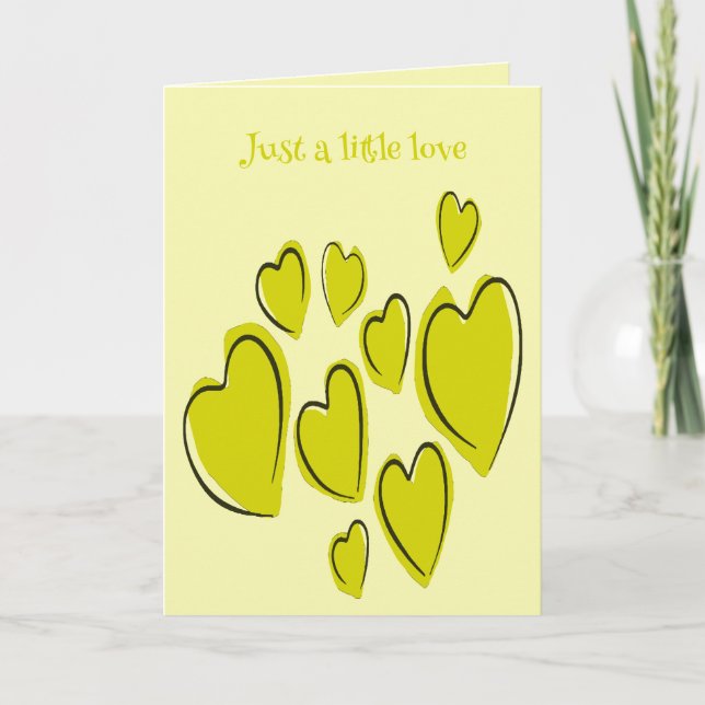 Cute Hearts Hand Drawn Bold Yellow Romantic Doodle Card (Front)