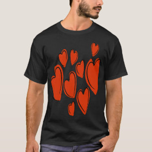 Cute Hearts Hand Drawn Orange Romantic Doodle T-Shirt