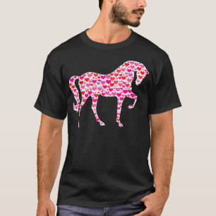 Cute Hearts Horse Funny Animals Lover Valentines D T-Shirt