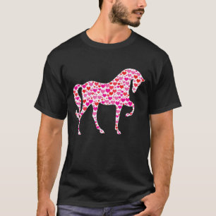 Cute Hearts Horse Funny Animals Lover Valentines D T-Shirt
