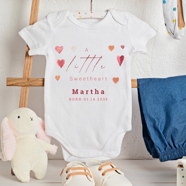 Cute Hearts Little Sweetheart Newborn Girly Baby Bodysuit (Creator Uploaded)