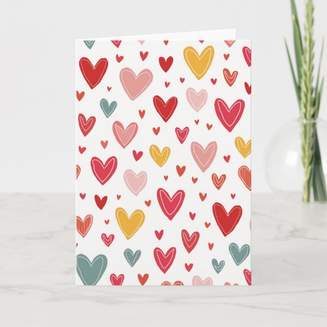 Cute Hearts Love Greeting Card (Front)