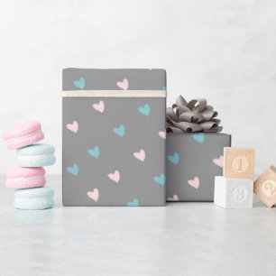 Cute Hearts & Love Script Valentines Day Pink/Blue Wrapping Paper