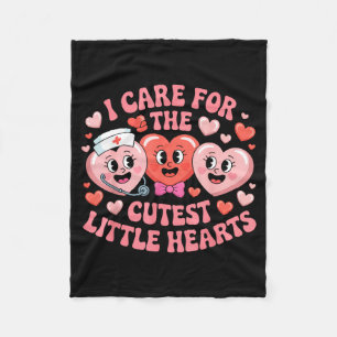 Cute Hearts Nurse Life Valentines Day Caring Steth Fleece Blanket