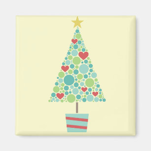 Cute hearts pastel modern Christmas tree Magnet