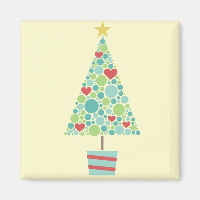 Cute hearts pastel modern Christmas tree Magnet (Front)