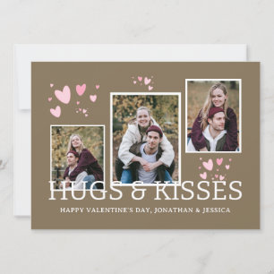 Cute Hearts Pattern 3 Photo Happy Valentine's Day Holiday Card