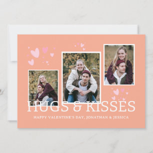 Cute Hearts Pattern 3 Photo Happy Valentine's Day Holiday Card