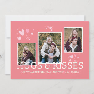 Cute Hearts Pattern 3 Photo Happy Valentine's Day Holiday Card