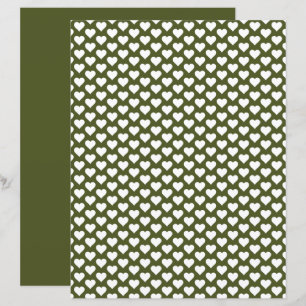 Cute Hearts Pattern Army Green Scrapbook Paper