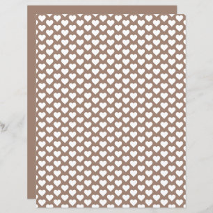 Cute Hearts Pattern Earthy Brown Scrapbook Paper